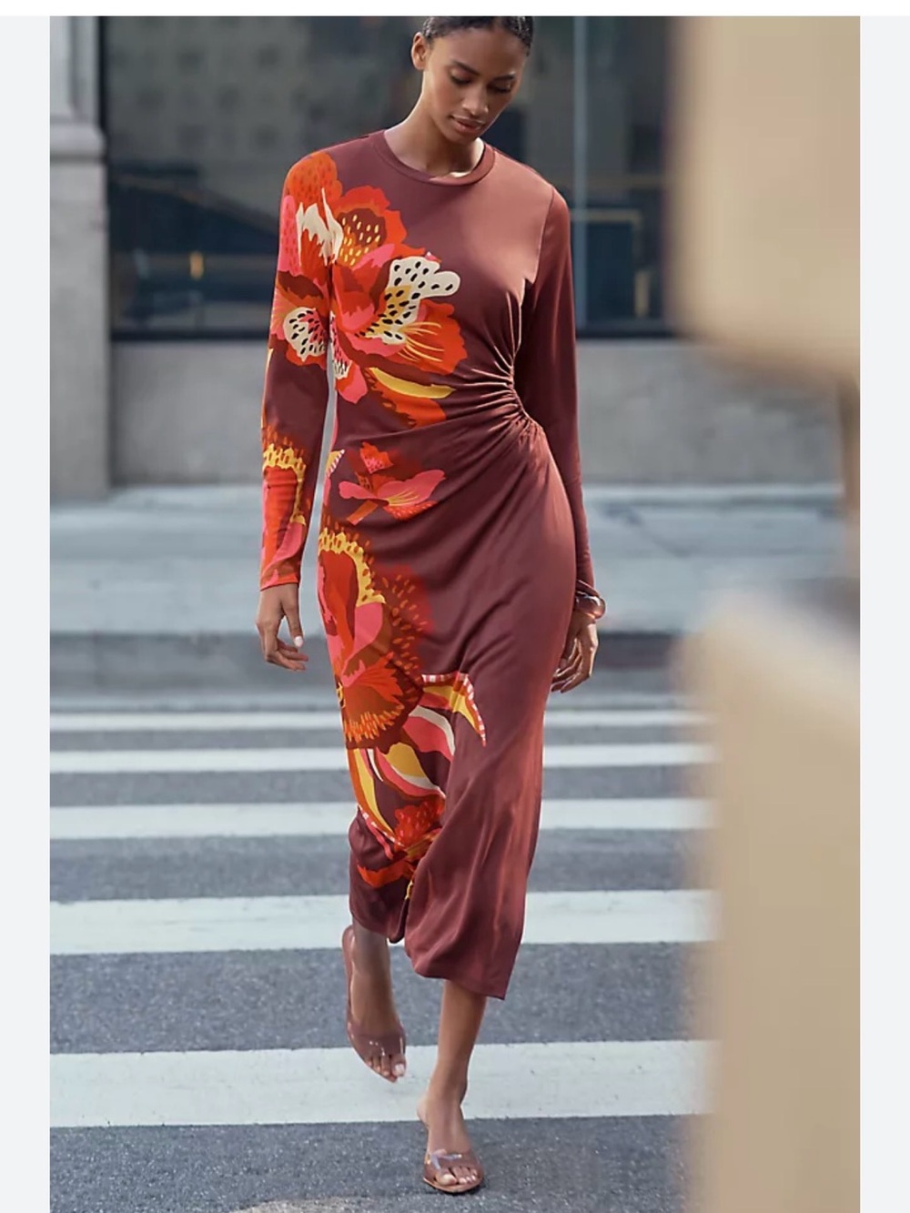Farm Rio x Anthropologie Long-Sleeve Jersey Midi Dress
